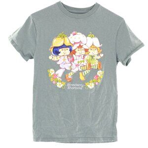 Strawberry Shortcake Graphic Tee Womens XS Gray Retro Vintage-Inspired Nostalgic